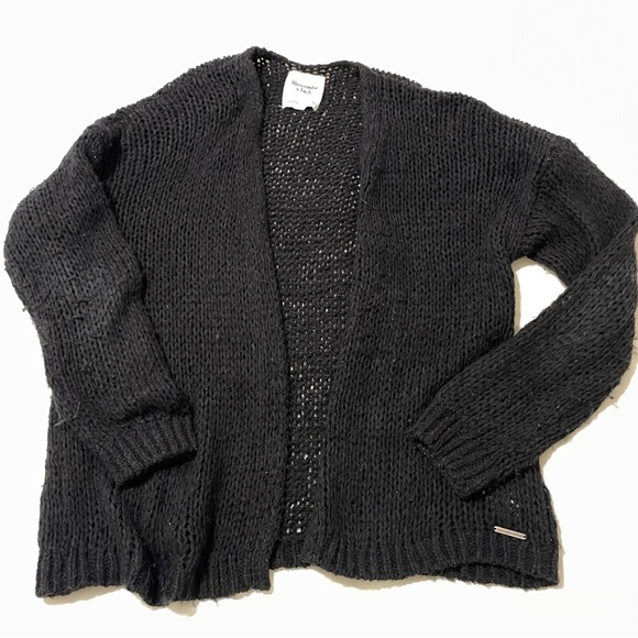 Abercrombie & Fitch black loose sweater open knit cardigan size S - Picture 1 of 6